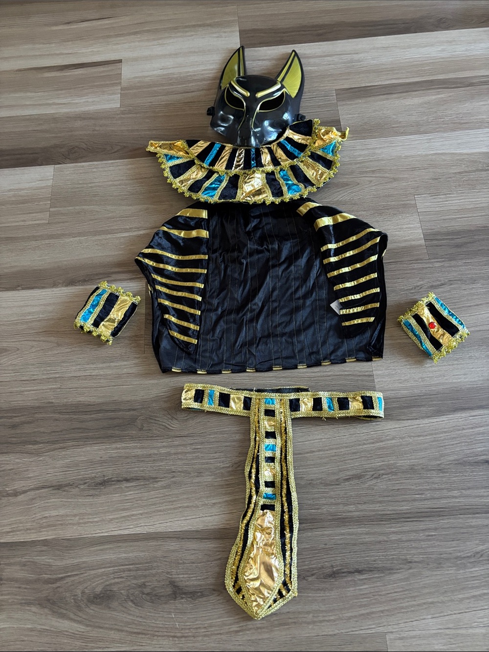 Black and Gold Egyptian God Anubis Costume - Unbranded